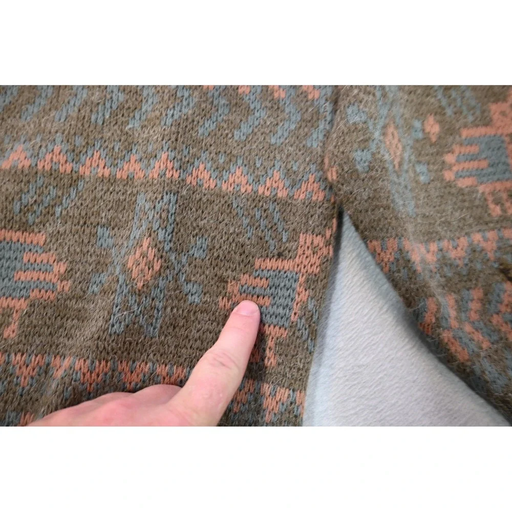 McGregor Sweater Mens XL Brown Blue Geometric Bird Knit Vintage